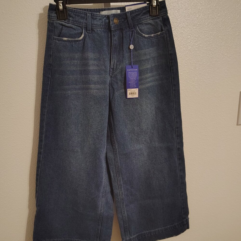 Popsugar Cropped Wide Leg Jeans Size 2 NWT High Rise Cotton 23.5 " Inseam - Picture 7 of 14